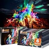 HGD (6 Pack) Magic Campfire Fire Color Changing Packets for Fire Pit, Indoor/Outdoor Fireplace, Bonfire - Rainbow Magical Flame, Camping Accessory, Compatible with Wood