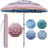 Blissun 7.2' Portable Beach Umbrella with Sand Anchor, Tilt Pole, Carry Bag, Air Vent, Orange