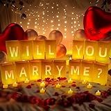 Will You Marry Me ? Light Up Letters, Include Light up Letters, with Tea Lights Candles, Latex Balloons, Aluminum Balloons and Rose Petals, Anniversary and Valentines' Day Decorations for Women
