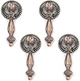 FarBoat 4Pcs Cabinet Tear Drop Pull Knobs Pendant Antique Decorative Handle Zinc Alloy Hardware for Furniture Dresser Closet Drawer with Screws(Red Bronze, 65mm/2.6inch)