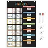 REGELETO Boho Small Group Management Pocket Chart with 114 Cards, Large Size 46 x 26.3 inch Classroom Small Group Organizer for School Teacher Elementary Preschool Learning Supplies (Black)