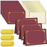 Epakh 72 Pcs Certificate Kit Includes 24 Certificate Holders and 24 Papers 24 Foil Award Seals Stickers Diploma Covers Graduation Competition Supplies(Red, Gold)