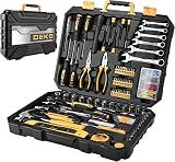 DEKOPRO 208 Piece Tool Set,General Household Hand Tool Kit, Auto Repair Tool Box with Plastic Toolbox Storage Case