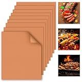 WIBIMEN Grill Mats for Outdoor Grill, Copper 9pcs Grill Mat, 100% Non-Stick PFOA Free 15.75 x 13", Heavy Duty, Reusable and Easy to Clean - Gas Charcoal & Electric BBQ