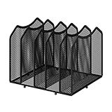Simple Trending Mesh Desktop File Sorter Organizer, 5-Section Bookshelf for Desk Home Office, Black