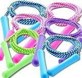 GiftExpress Adjustable Size Colorful Jump Rope for Kids and Teens - Outdoor Indoor Fun Games Skipping Rope Exercise Fitness Activity and Party Favor - Assorted Colors Pack of (6)