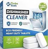 Turbo Suds Dishwasher Cleaner and Deodorizer XL Tablets – Heavy-Duty Descaler & Odor Remover for Hard Water, Removes Spots & Residue, Enhance Drying & Shine, 12 Pack (1 Year Supply)