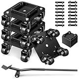 KEDSUM 1500LBS Furniture Movers with Wheels, Heavy Duty Furniture Dolly Set of 4, Dolly Kit Furniture Lifter Tool with Removeable Baffles for Appliance, Sofa, Pool Table