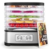 Seeutek Food Dehydrator, 5 BPA-Free Trays Food Dehydrator Machine with Adjustable Temperature Control for Beef Jerky, Fruits, Vegetables, Includes Recipe Book & 4 Reusable Storage Bags
