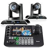Tenveo 4K NDI PTZ Camera AI Humanoid & Face Auto-Tracking HDMI/USB3.0/LAN(PoE) 20X Optical Zoom(*2) and 7’’ LCD Quad-Screen NDI PTZ Joystick Controller Bundle/Kit for Church Services Live Production