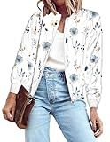 Zeagoo Womens Jacket Fall Fashion 2025 Bomber Casual Coat Floral Striped Biker Zip Up Windbreaker