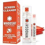 WHOOSH! Screen Shine Duo - Screen Cleaner Spray for iPad, Monitor, Laptop, MacBook - 3.4 oz & 0.3 oz Bottles with 2 Microfiber Cloths - Portable Electronic Cleaning Kit for Travel, Office, and Home