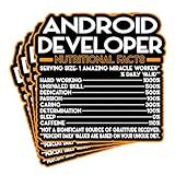 (4Pcs) Android Developer Vinyl Decal Sticker – Nutritional Facts Quote for Laptops, Water Bottles, Cars, Bumpers, Toolboxes – Gift for Coworker, Office, Birthday, Christmas – Waterproof Vinyl Sticker