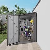 Lean to Storage Shed 4 x 9 FT Outdoor Metal Wall Storage Shed & Garden Storage Cabinet, Tool Shed with Sloping Roof, 2 Vents & Side Open Door for Backyard, Patio, Garage & Lawn, Gray