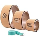 Florensi Cork Yoga Wheel Set - 3-Pack - Back Roller Wheel & Deep Tissue Massage Roller - Spine Stretcher & Posture Support