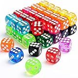 50 Pieces Dice Set, 14mm Bulk 6 Sided Colored Dices for Board Games, Math Learning,Classroom
