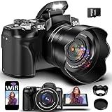 5K Digital Camera - 80MP WiFi Cameras for Photography - UHD Fast Autofocus Vlogging Camera for YouTube with 3" 270° Flip Screen - Travel Video Camara for Beginner with 18X Zoom, 32GB Card, Lens Hood