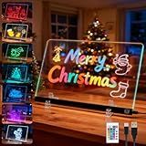 IMAGE LED Note Board with 7 Colors, 13.7"X10.2" RGB Acrylic Dry Erase Board with Light, Led Drawing Board for Kids with Stand, USB Cable Hanging Chain, 7 Markers, for Room, Office Festival Gift