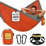 Wise Owl Outfitters Hammock for Camping Single Hammocks Gear for The Outdoors Backpacking Survival or Travel - Portable Lightweight Parachute Nylon SO Orange & Grey