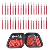 BDZMC 36PCS Terminal Removal Tool Kit, Wire Connector Pin Extraction Tool, Electrical Pin Removal Tool Set, Car Terminal Release Tool Automotive Depinning Tool Kit for Household Devices (Red)