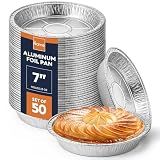 The Name 7" Round 50 Pack Aluminum Foil Pans Disposable Pie Tins, Mini Pans, Tart Baking Trays, Oven/Freezer Safe, Perfect for Apple Pie, Pumpkin Pie, Quiche, Pot Pie, Cobbler, Catering & Food Service