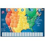 ImageAbility North America Laminated Gloss Time Zone Area Code Maps with Reverse Lookup, Set of 6 Desk Size 11 by 17 Inches