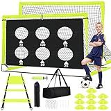 hoerlar Kids Soccer Goals for Backyard Set of 2-6x4 ft Portable Pop Up Soccer Nets Training Equipment Baseball Protective Screens with Soccer Ball, Ladder, Cones, Ideal Birthday