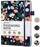 Comkiso Password Book with Individual Alphabetical Tabs Laminated, Large Print Password Keeper Book for Seniors, A5 Hardcover Internet Password Log Book to Record Website Login Details - Floral