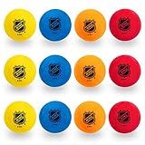 Franklin Sports Knee Hockey Balls - Indoor Mini Foam Hockey Balls for Kids - 12 Soft Foam Pack - Assorted Colors - Drawstring Bag