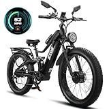 EcoE 8000W Dual Motor Electric Bike for Adults 52MPH 60V32A, 26x4 Fat Tire All Terrain Ebikes, Full Suspension E Bike, SHM 7-Speed Gear Electric Bicycle(Q5-1-8000W)