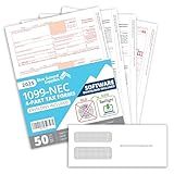 Blue Summit 50 1099 NEC Forms 2025 Software, Tax Right Software 2025 1099 Nec, Designed for QuickBooks and Accounting Software, TaxRight, 3 1096 Forms, and 50 Self Seal Envelopes Included