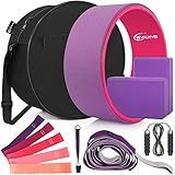 11-in-1 Yoga Wheel Set Back Roller & 2 Blocks with Strap,Resistance Bands,Jump Rope,Carrying Bag,Perfect Yoga Back Wheel Accessory Starter Kit for Beginner, Stretching and Improving Backbends-Purple