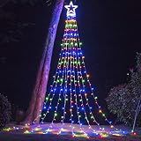 Qulist Christmas Decorations, Outdoor Christmas Lights, 320 LED Outdoor Christmas Tree String Lights with 12" Star Toppers [8 Modes& Waterproof] for Xmas New Year Holiday Decor (Multicolor)