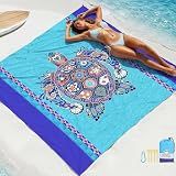 BYDOLL Beach Blanket Waterproof Sandproof Sea Turtle 78''×81'' 1-5 Adults Oversized Lightweight Large Picnic Mat Waterproof Sandproof Blanket for Beach Camping Hiking Travel