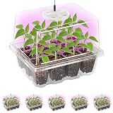 Bonviee Seed Starter Trays with 12-LED Grow Lights, Clear, 5 Pack