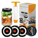 Fermenter lids - Home Fermentation Kit With 4 Wide Mouth Fermenting Lids With Airlocks, Oxygen Extraction Pump, Ideal For Sauerkraut, Kimchi, Pickles & Fermented Vegetable