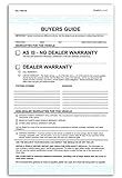 2 Part Dealer Buyers Guide Form, English Format - As is - No Dealer Warranty/Dealer Warranty (200)