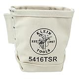 Klein Tools 5416TSR Tool Bag, Bolt Bag with Bull Pin Loops and Drain Holes, Sturdy No. 4 Canvas, Tunnel Loop Connect, 5 x 9 x 10-Inch
