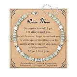 JoycuFF Mom Gifts, Christmas Birthday Gifts for Mom from Daughter Son, Valentines Mothers Day Ideas Present for Mother Mama Amazonite Moonstone Bracelets for Women