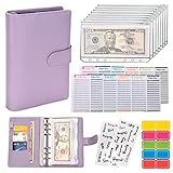 NICOOTHBudget Binder Cash Envelopes A6 Money Saving Binder with Zipper envelopes (Purple)