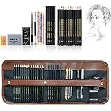 Heshengping Drawing Pencils Sketch Pencil Art Supplies Set for Adults beginners Professional Sketching Art Graphite Charcoal Blending Stump Pencils kit