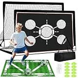 6x4 FT Kids Soccer Goals for Backyard - 2 Pack Soccer Nets Ski Skins, Portable Pop Up Goal Set Includes Training Mat, Cones, Target - Soccer Training Equipment Gift for Boys/Girls Ages 3-12