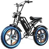 RPINT Electric Mountain Bike with 1500W Peak Motor Ebike, 28MPH and 40-60 Miles PAS Range, Electric Bicycles with 48V 15Ah Removable Battery, 20" Fat Tire Dirt E Bike for All-Terrain