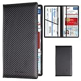 TOURSUIT Car Registration and Insurance Card Holder, Vehicle License Document Glove Box Compartment Organizer, Interior Car Accessories for Women Men (Carbon Fiber Black)
