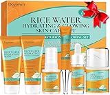 Skin Care Set,6Pcs Women Teen Glass Skincare w/Korean Rice Extract,Hydrate Glow Repair Anti-Aging Facial Routine Kit Gift for Women Mom Wife Teenage Girl Trendy Stuff Christmas Gifts Stocking Stuffers