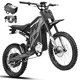 HAPPYRUN G300 Pro Electric Dirt Bike for Adults, 72V 30Ah Battery, 6500W Motor, 50 MPH Speed, 70 Mile Range, 350 Lbs Load Capacity, Hydraulic Brakes (Black)