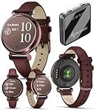 Wearable4U Garmin Lily 2 Classic - Dark Bronze with Mulberry Leather Band: Women Smartwatch w/contactless payments | Up to 5 Days Battery Life, Health & Fitness Tracker. 010-02839-03 Gift Bundle