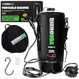 Rhino USA 5 Gal / 20L Portable Solar Camp Shower - Essential for Camping, Festivals, Overlanding, Beach Trips, Outdoor Shower and more!
