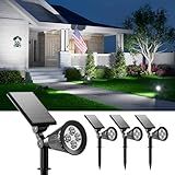 4 Pack Solar Spotlights Outdoor Waterproof for Tree, Statue, Flower, Pot, Bush, Wall, Bright LED Outside Landscape Flood Lights for Security Uplighting Yard, Garden, Driveway, Walkway, House, Fence