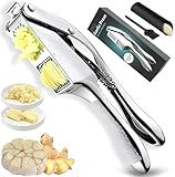 YOURALL Premium 3-in1Heavy Duty Garlic Press –Stainless Steel Garlic Crusher & Ginger Mincer with Cleaning Tool | Rust-Proof, Easy-Squeeze Ergonomic Handles, Dishwasher Safe, Professional Kitchen Tool